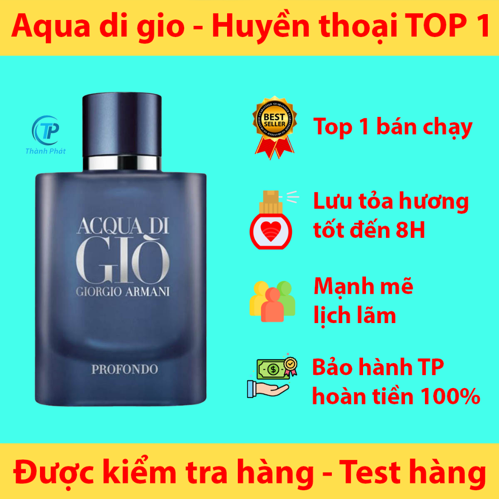 Nước hoa nam 𝐀𝐜𝐪𝐮𝐚 𝐃𝐢 𝐆𝐢ò 𝐏𝐫𝐨𝐟𝐨𝐧𝐝𝐨 Xanh - Dầu thơm nam lưu hương lâu mạnh mẽ cuốn hút