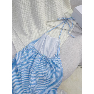 ( CÓ SẴN ) MAXI SỌC XANH CỔ YẾM