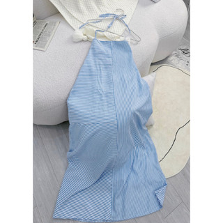 ( CÓ SẴN ) MAXI SỌC XANH CỔ YẾM