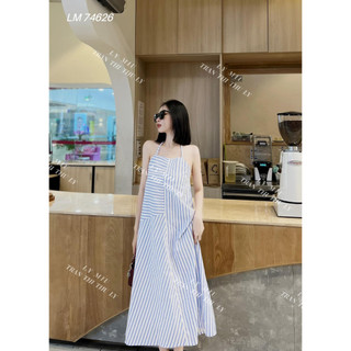 Maxi sọc xanh cổ yếm