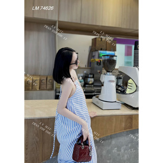 ( CÓ SẴN ) MAXI SỌC XANH CỔ YẾM