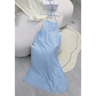 ( CÓ SẴN ) MAXI SỌC XANH CỔ YẾM