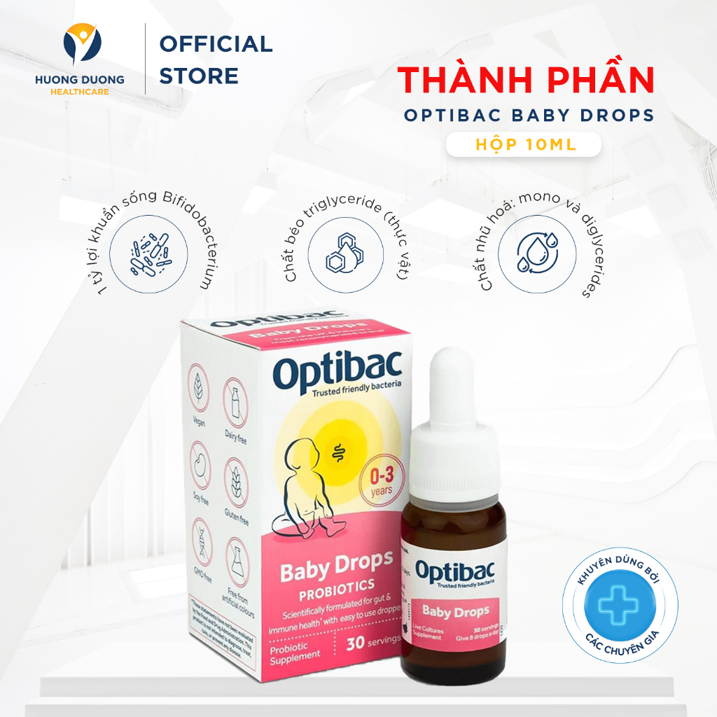 Bộ đôi Men vi sinh Optibac Probiotics Baby Drops, bảo vệ đường ruột, tăng đề kháng dạng giọt và Kẽm Biocare Zinc