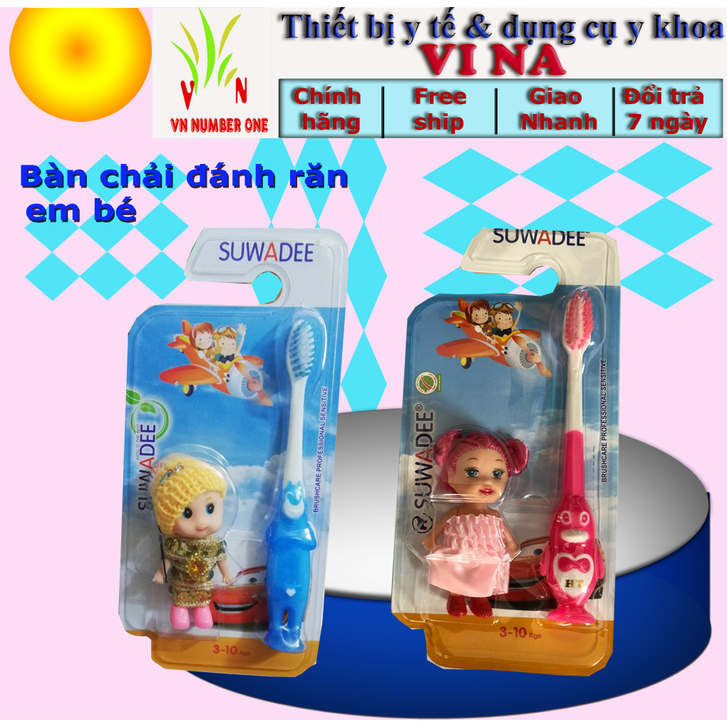 Bàn chải đánh răng cho bé SUWADEE của Thái Lan có tặng kèm đồ chơi, búp bê