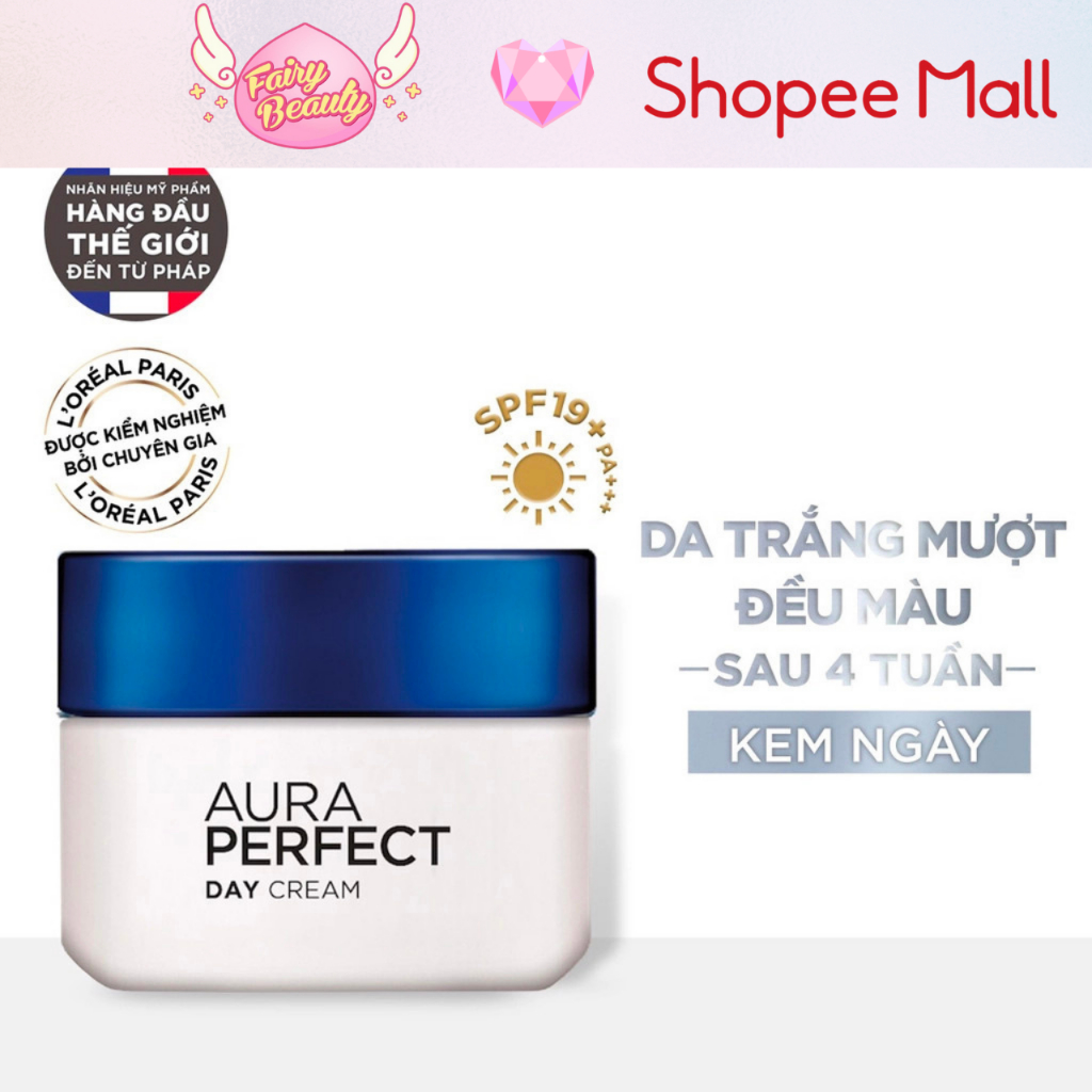 [L'OREAL PARIS] Kem Dưỡng Ban Ngày Giúp Trắng Da, Mờ Thâm & Đều Màu Da Tối Ưu Aura Perfect Day Cream SPF17 PA++ 50/20ml