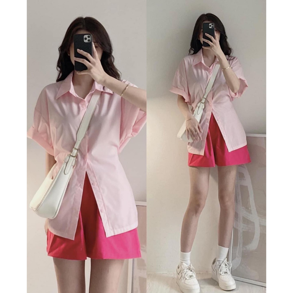 Bộ 2 chi tiết áo sơ mi kèm quần đùi xinh xắn MUỐI mã Setaoquan30111