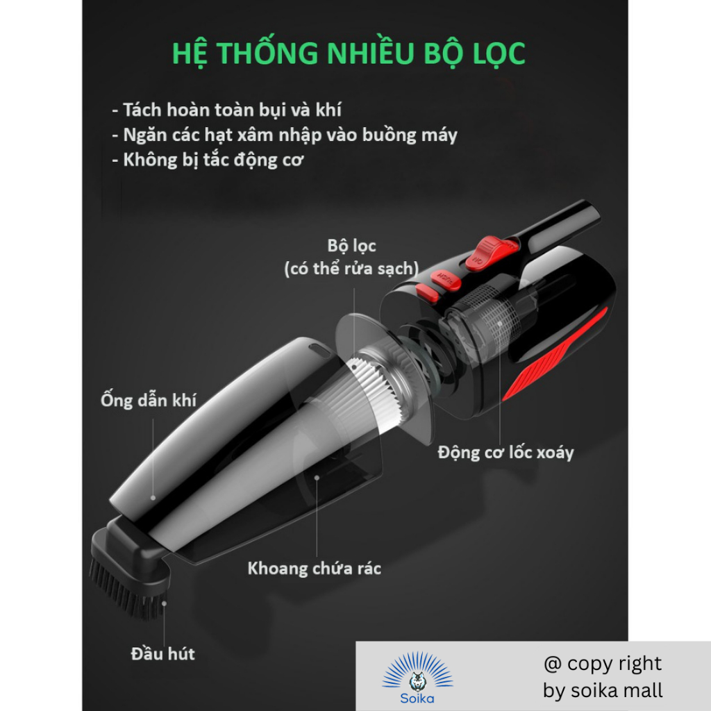 Máy Hút Bụi Ôtô Cầm Tay Soika SK-TL104
