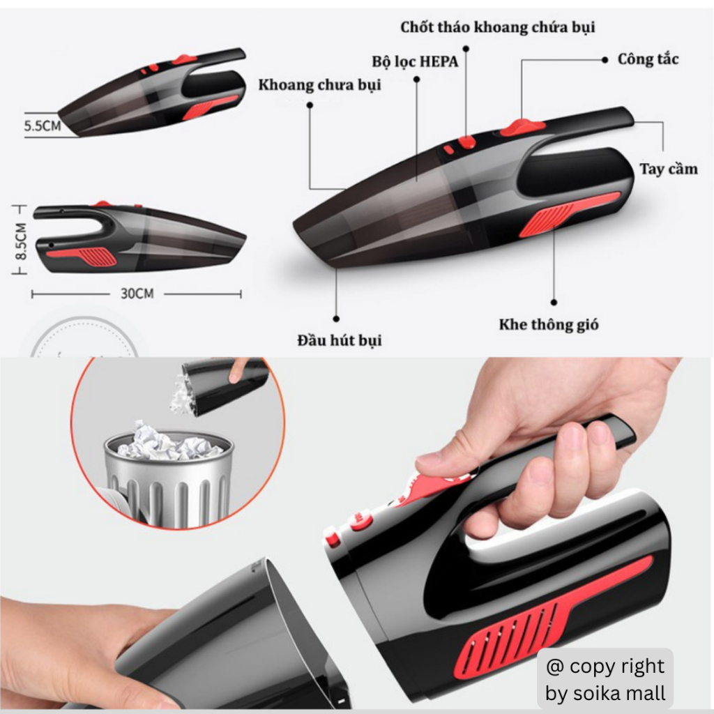 Máy Hút Bụi Ôtô Cầm Tay Soika SK-TL104