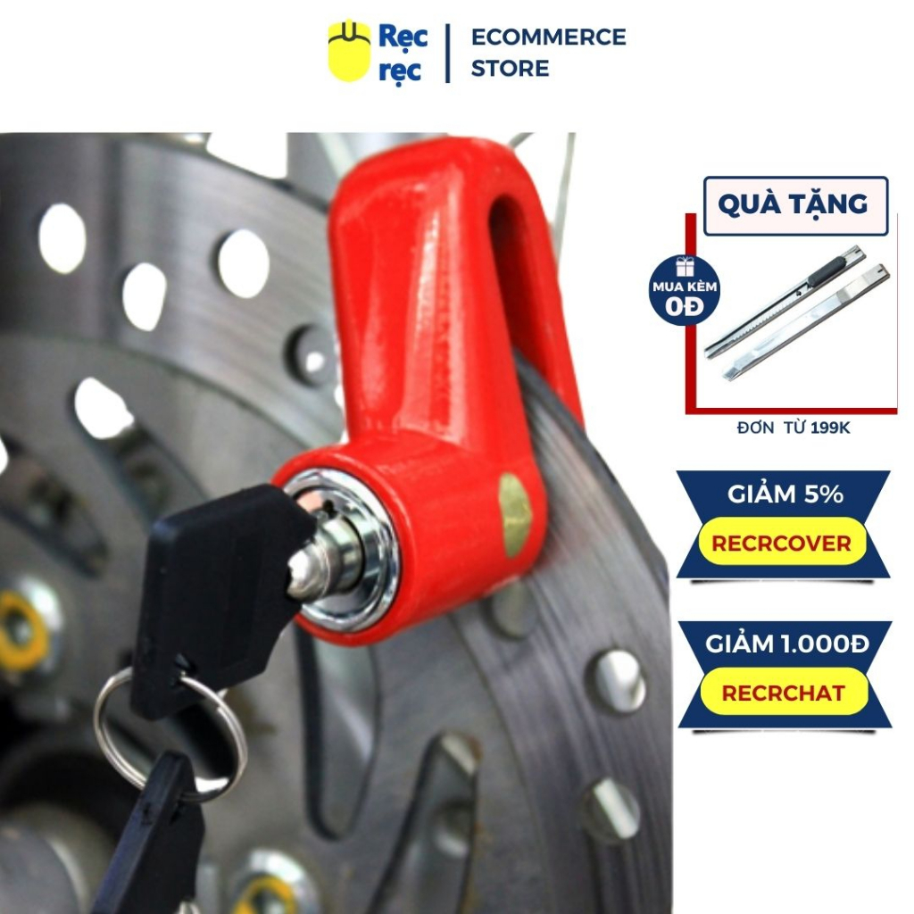 Ổ Khóa Chống Trộm Xe Máy, Xe Đạp, Khóa thắng đĩa xe - Cốt Thép Không Gỉ - Chống Cắt (Màu ngẫu nhiên)