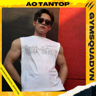 Áo ba lỗ anti - drama thương hiệu Gymsquad áo tank top nam tập gym áo 3 lỗ cổ tròn tôn cơ bắp khoe trọn hình thể