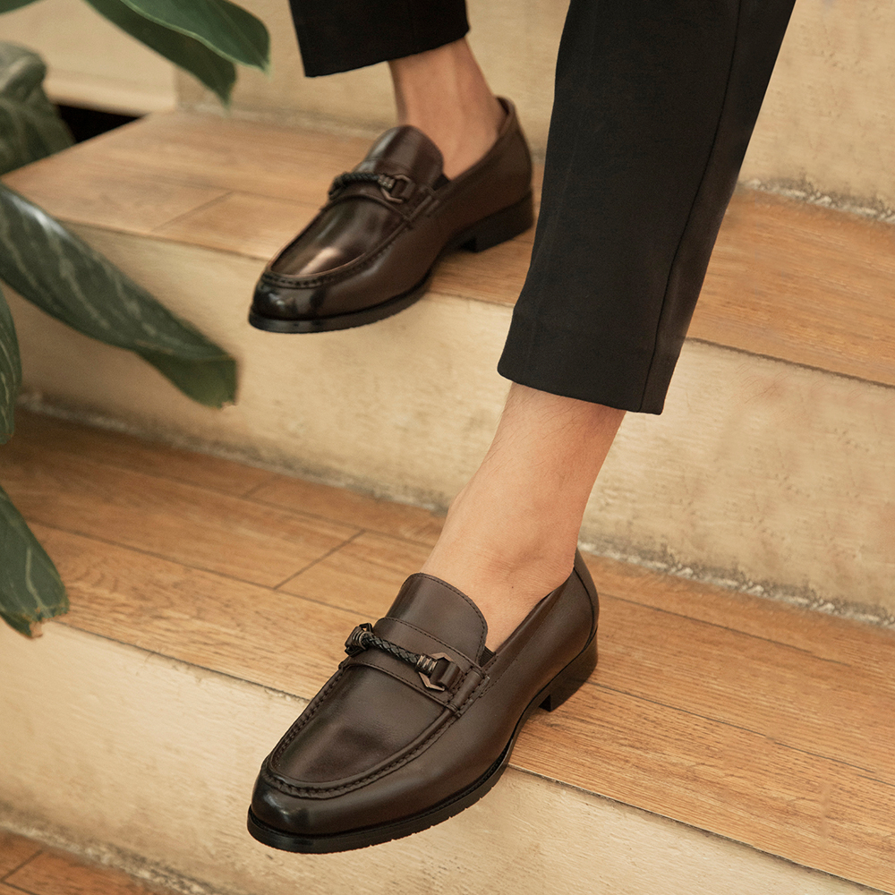 Giày lười nam MULGATI Horsebit Loafer da bò cao cấp mũi viền - F727A
