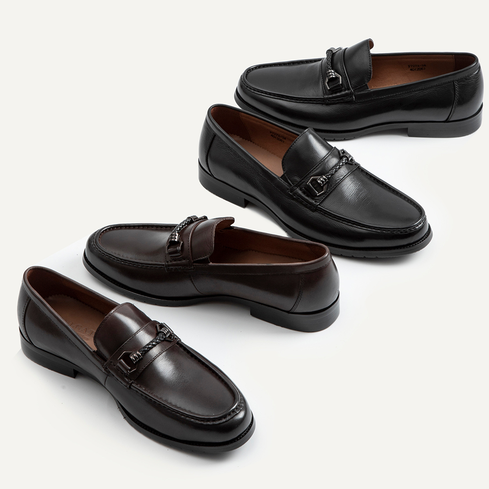 Giày lười nam MULGATI Horsebit Loafer da bò cao cấp mũi viền - F727A