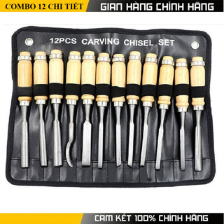 Bộ đục gỗ cầm tay 12 món dụng cụ đục cây cảnh bonsai đồ làm vườn