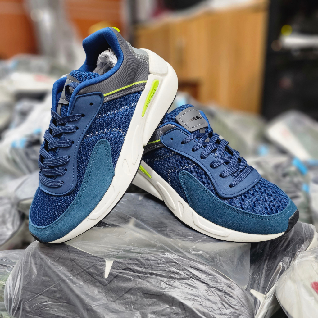 Giày Sneakers nam da lộn Diesel xuất dư- Xanh biển