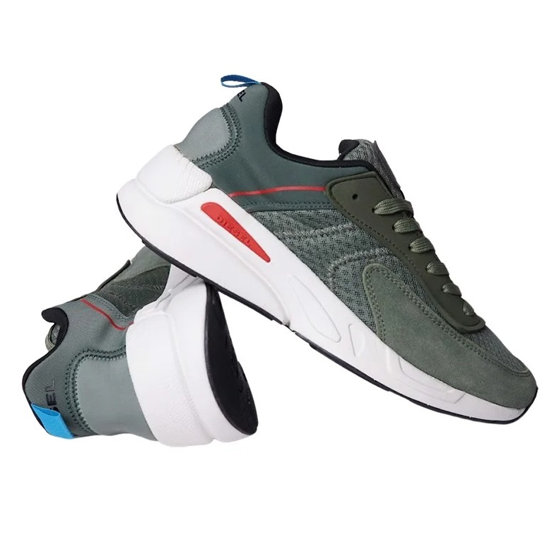 Giày Sneakers nam da lộn Diesel xuất dư- Xanh bộ đội