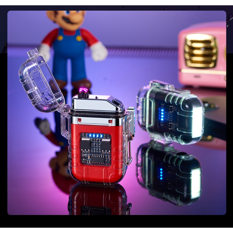 (Sẵn Rẻ)🔥FREESHIP🔥Quẹt Sạc Điện Plasma Vỏ Trong Suốt Tặng kèm hộp, cáp sạc USB Type-C