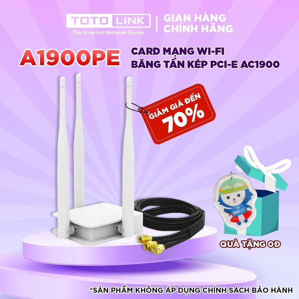 Card mạng Wi-Fi băng tần kép PCI-E AC1900 TOTOLINK A1900PE Dễ dàng cài đặt cho PC