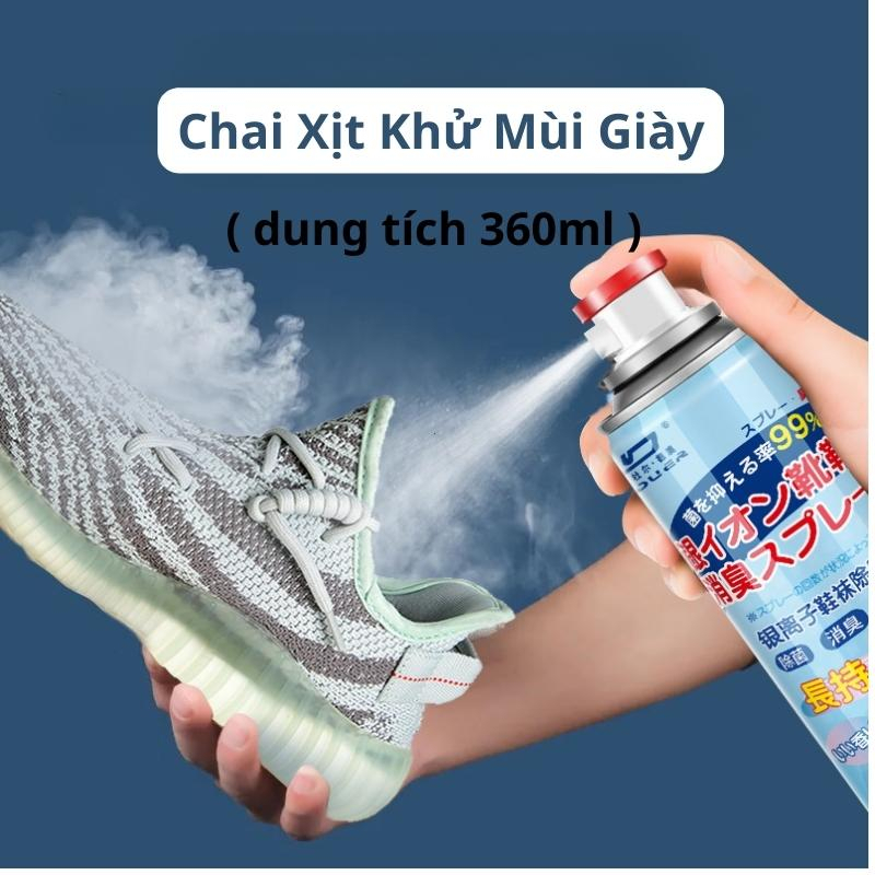 Chai Xịt Khử Mùi Giày Dép Nano Bạc, Chai Xịt Bọt Vệ Sinh Giày Dép, Mũ Bảo Hiểm, Xịt Khử Mùi Hôi Chân, Chai 260ml