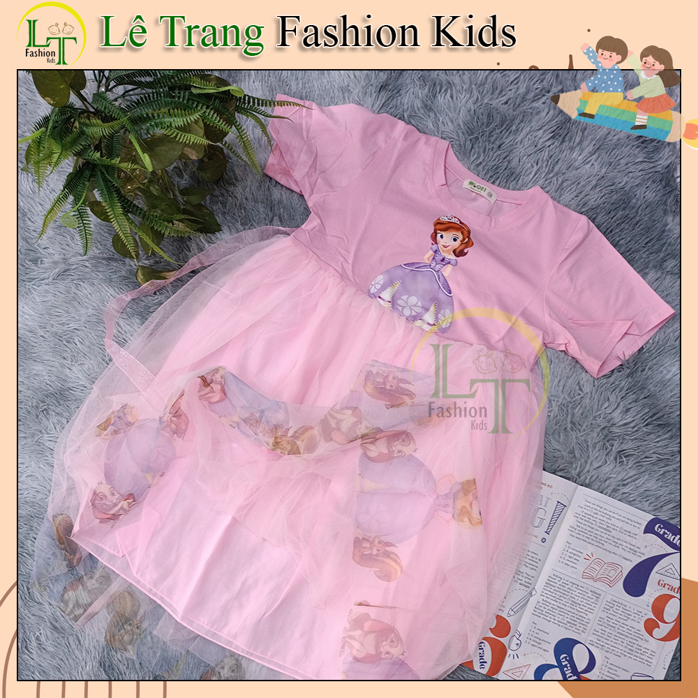 Đầm công chúa dễ thương xinh xắn đi tiệc quá tốt phù hợp với bé từ 30kg đến 34kg thương hiệu BbQH QATE cao cấp