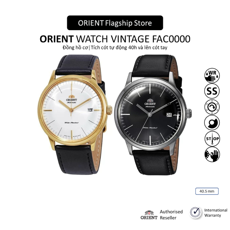 Đồng hồ cơ nam Orient Watch Vintage FAC0000 máy automatic mặt kính cong chống nước dây da đeo tay cao cấp chính hãng