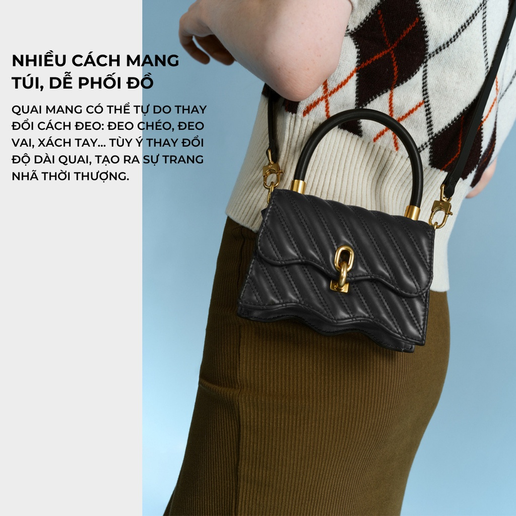 Túi Xách Nữ Đeo Chéo Thiết Kế Gợn Sóng Sang Trọng Size 18 Lila33