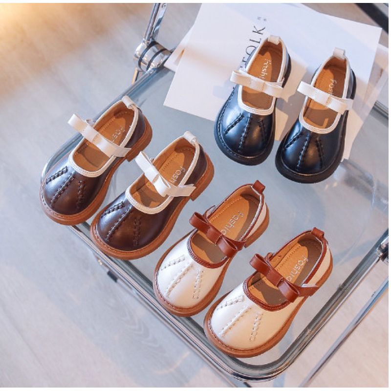 Giày Da Đế Mềm Thoáng Khí Phong Cách Retro Thời Trang Xuân Thu Cho bé gái !