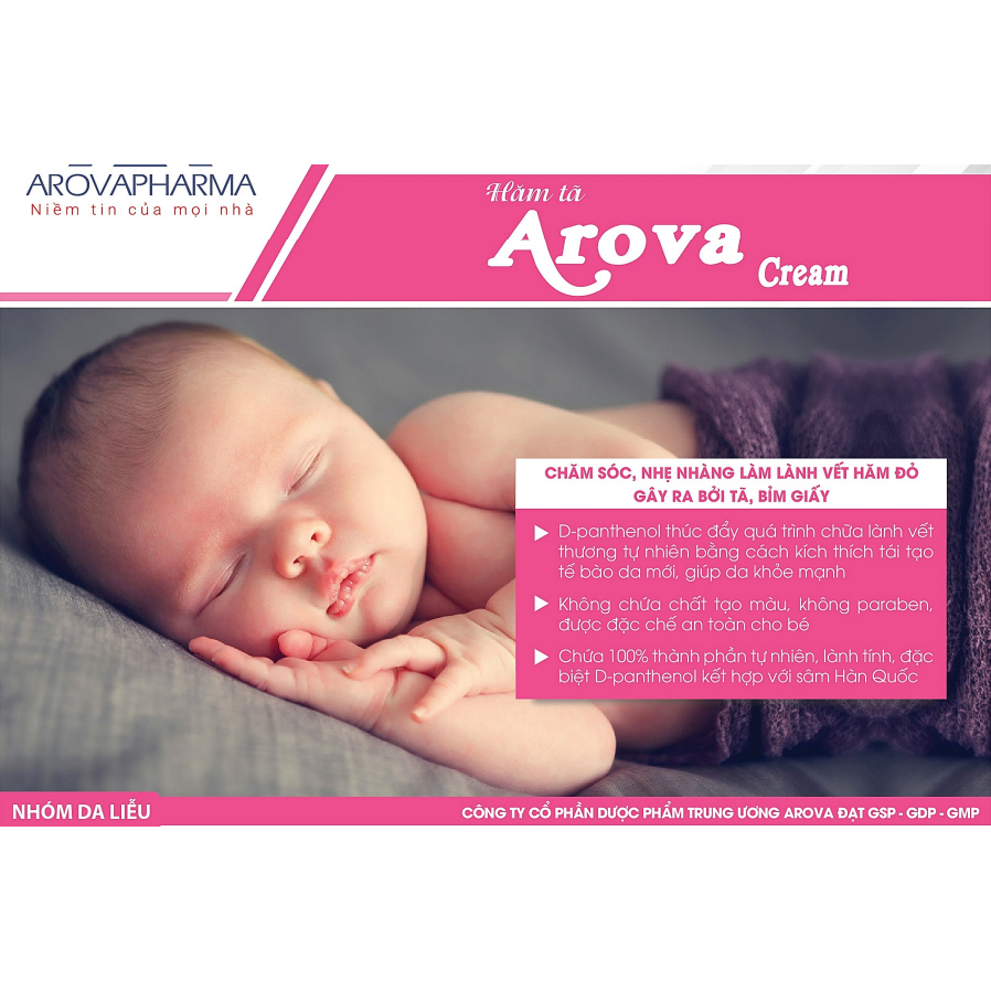 kem hăm tã AROVA 10g chống hăm giảm v.iêm da, dưỡng, làm mềm mịn da, mát da