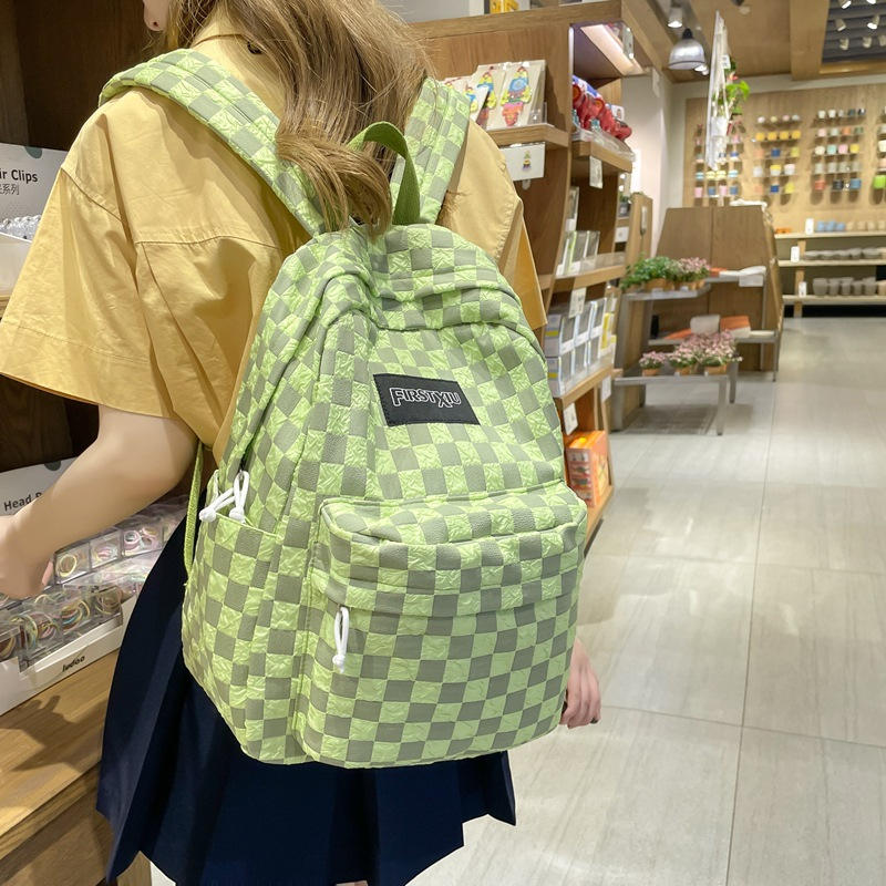 Balo kẻ caro Ulzzang Hàn Quốc thời trang chống nước Firstxiu hàng chính hãng dành cho học sinh, sinh viên BL06