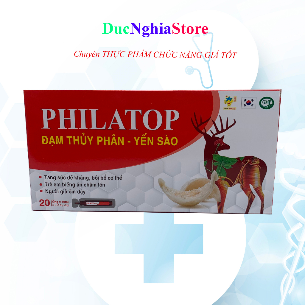 Philatop Yến sào Đạm Thủy Phân cao cấp tăng sức kháng giúp ăn ngon ngủ tốt (hộp 20 ống)