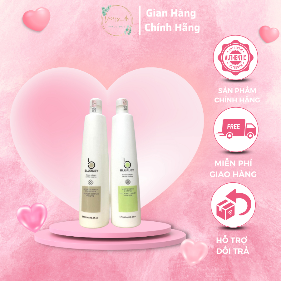 Cặp Gội - Xả Nhau Thai Cừu Bluruby Giữ Ẩm, Làm Mềm, Kích Thích Mọc Tóc 500ML & 800mL