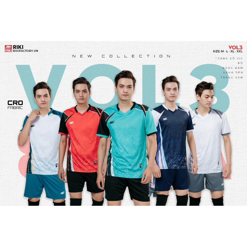BỘ QUẦN ÁO BÓNG CHUYỀN VOL3 DÀNH CHO NAM, ÁO ĐÁ BANH, QUẦN ÁO THỂ THAO RIKI SPORT