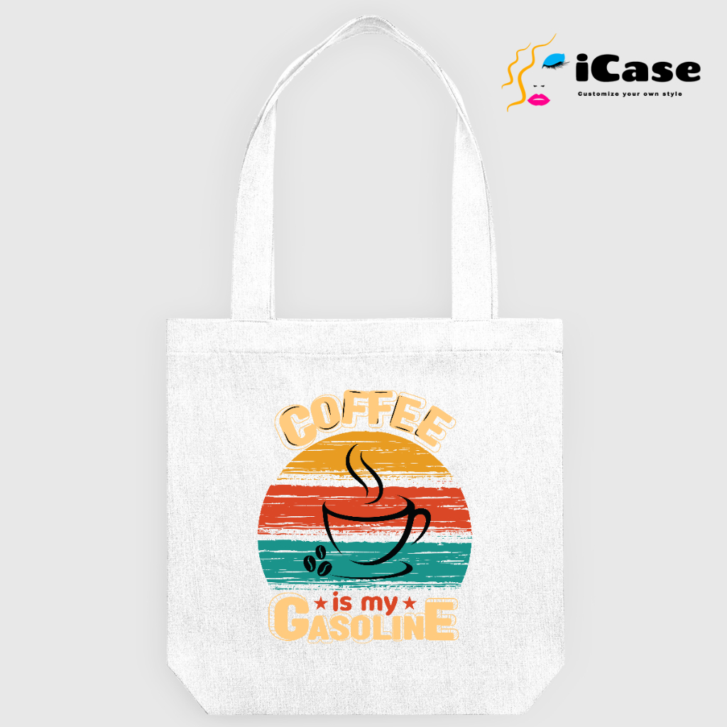 [Có khóa kéo] Túi vải canvas iCase kích thước 33x38x10cm bộ sưu tập Coffee And More
