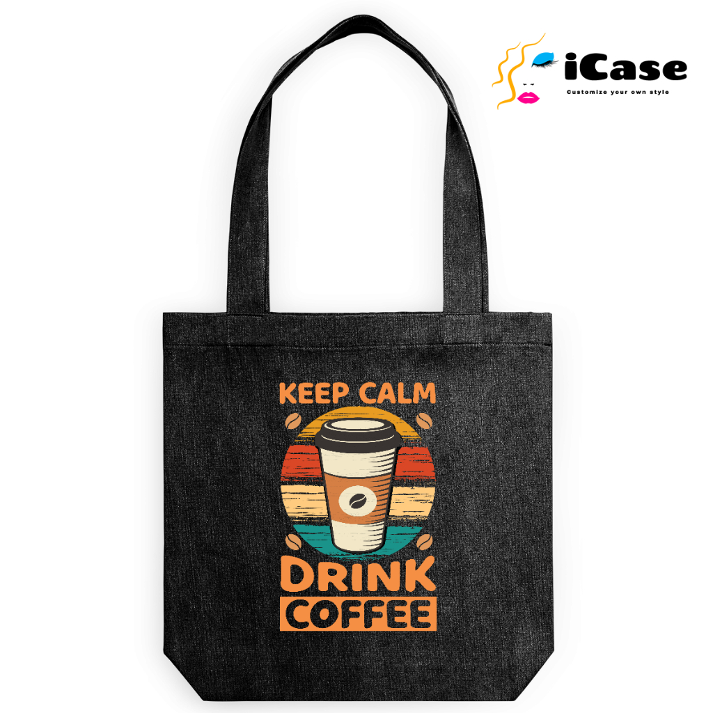 [Có khóa kéo] Túi vải canvas iCase kích thước 33x38x10cm bộ sưu tập Coffee And More