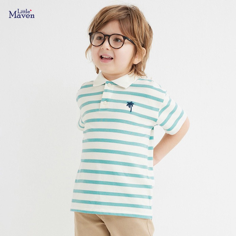 Áo polo Little Maven kẻ xanh cây dừa LM53131 cho bé trai 2-8 tuổi - Little Maven Official Store