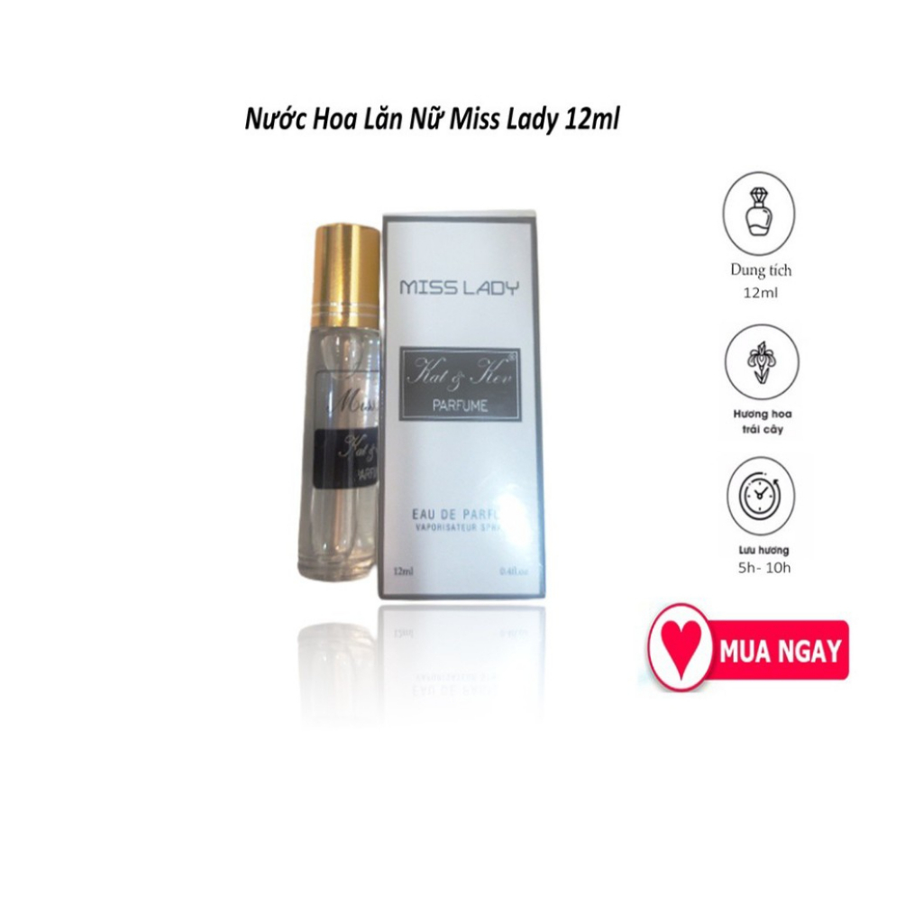 Nước Hoa Nữ MISS LADY 12ml Kat & Kev thơm lâu sang chảnh lưu hương lâu trên 8h chính hãng DASATA