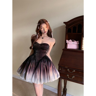 (HÀNG ORDER kèm HÌNH THẬT) Đầm 2 dây dáng corset xòe nhẹ màu loang SIU ĐẸP
