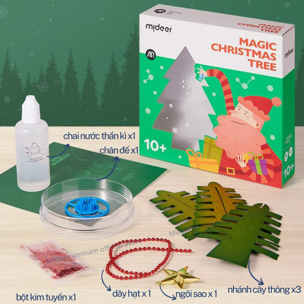 Cây Thông Noel Mini để bàn phủ tuyết Tự Nở Thần Kì Magic Christmas Tree, quà giáng sinh cho bé