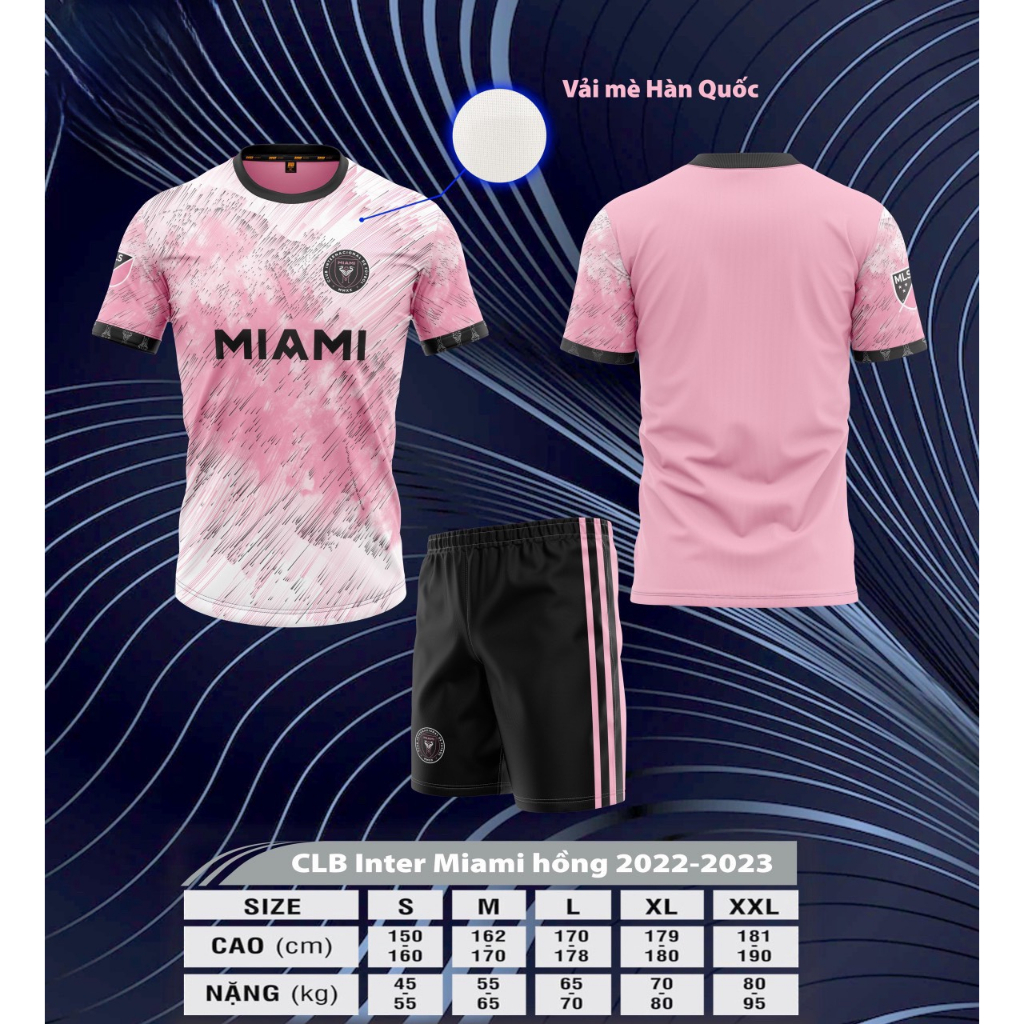 Đồ đá banh CLB Inter Miami màu hồng 2023 CÓ IN tên số theo yêu cầu