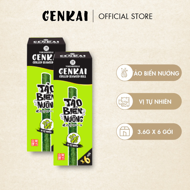 Snack Tảo Biển Nướng Cuộn GENKAI Vị Tự Nhiên 21.6g (3.6g x 6gói)