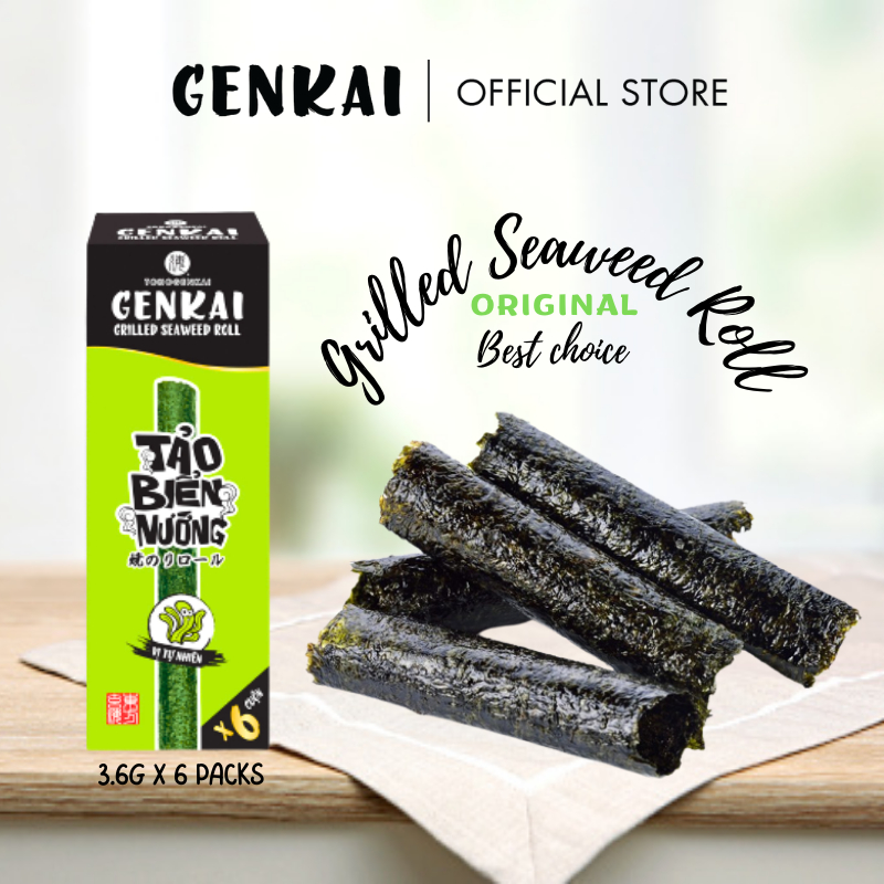 Snack Tảo Biển Nướng Cuộn GENKAI Vị Tự Nhiên 21.6g (3.6g x 6gói)