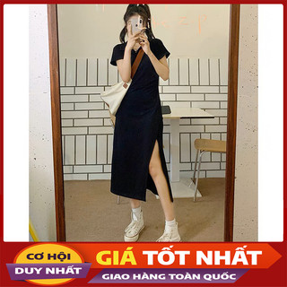 Đầm Polo Nữ Tay Ngắn Thiết Kế Xẻ Tà Dáng Dài Hàng Quảng Châu M2979 - Violet