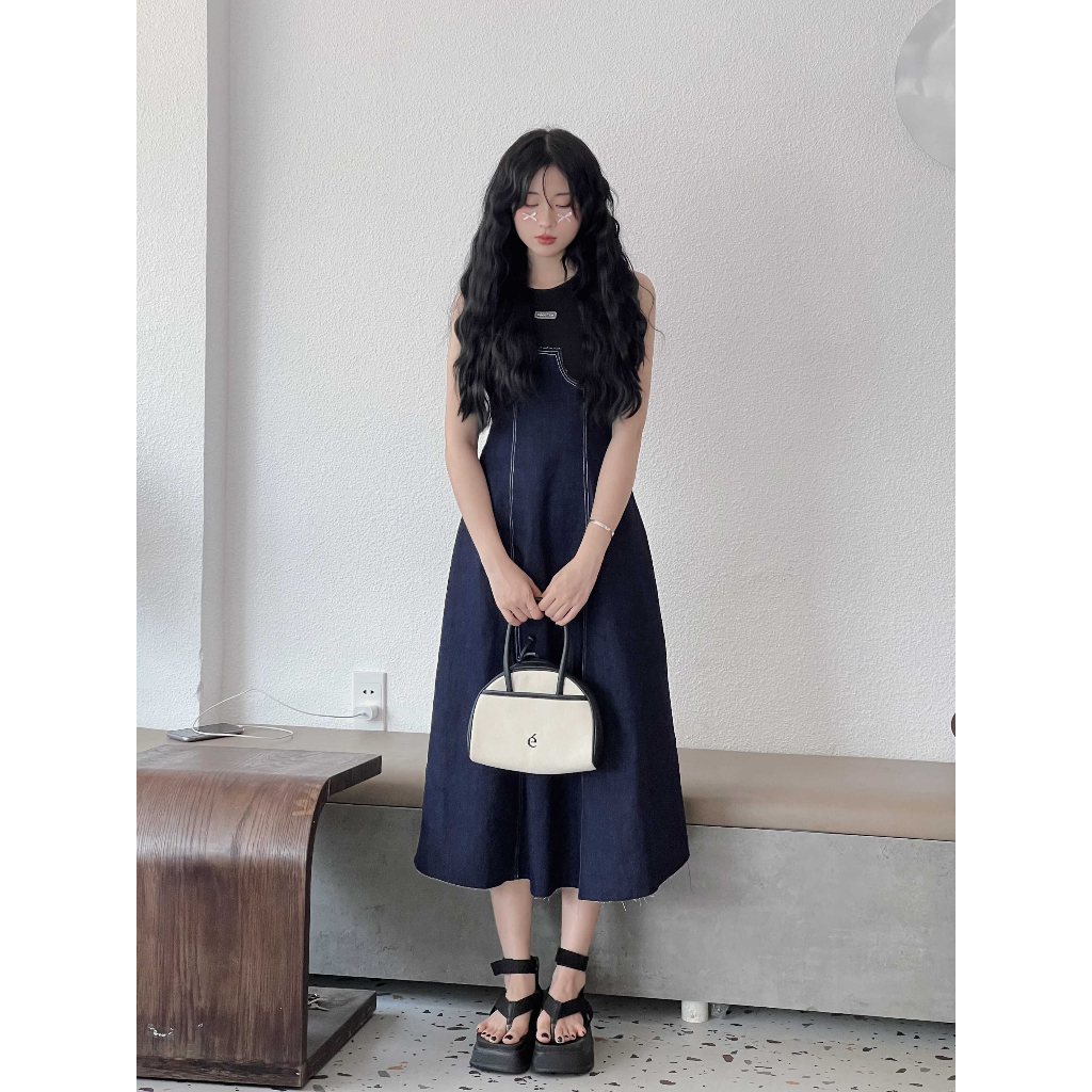 Váy jeans phối chun dáng xoè | Mayi Dress | Secodee