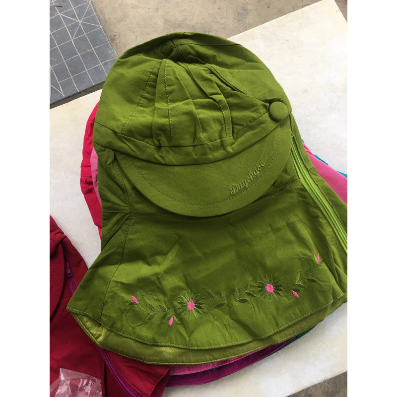 Mũ khẩu trang chống nắng, nón bí, vải thô cotton, có dây kéo