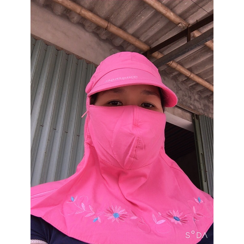 Mũ khẩu trang chống nắng, nón bí, vải thô cotton, có dây kéo