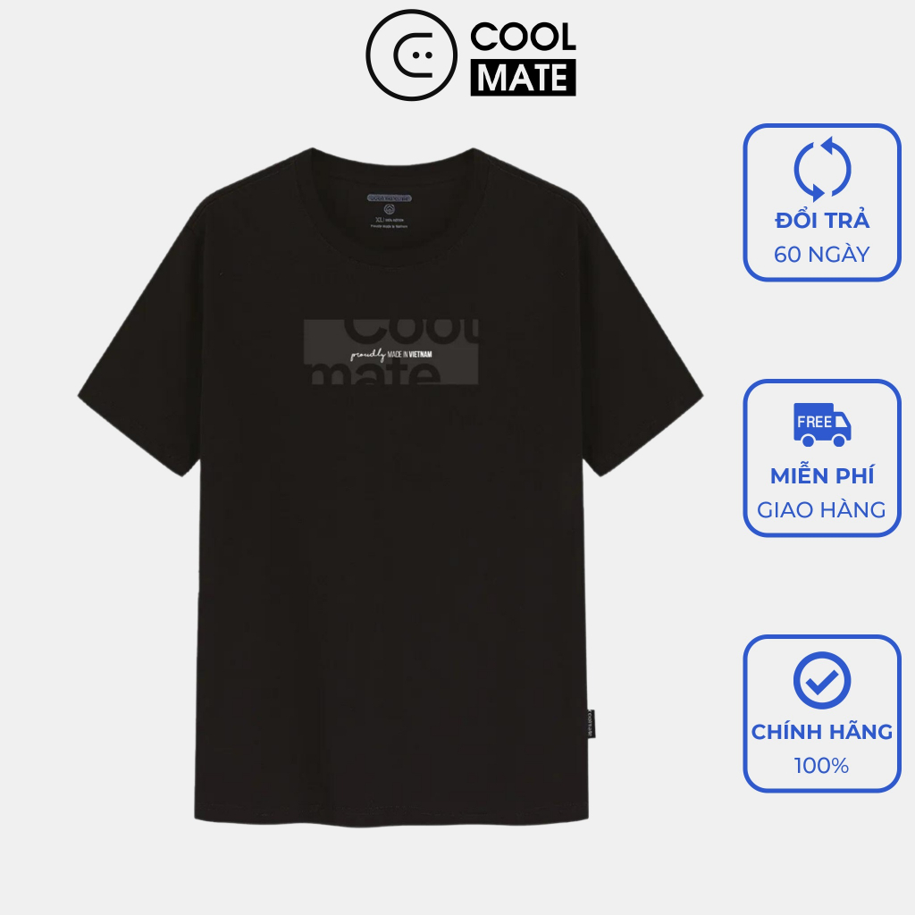 Áo thun 100% Cotton 200gsm in Coolmate ở Chính Giữa màu ĐEN - Thương hiệu Coolmate