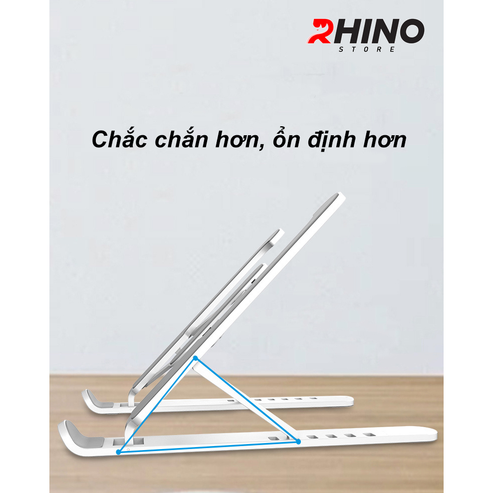 Giá đỡ Laptop, macbook, ipad tản nhiệt Rhino KL103, kệ đỡ máy tính nhựa ABS + nhôm cao cấp, gấp gọn