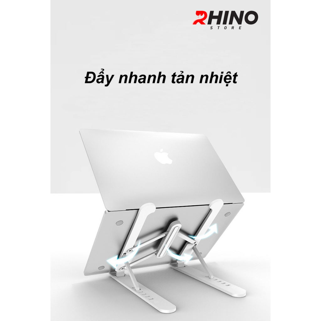 Giá đỡ Laptop, macbook, ipad tản nhiệt Rhino KL103, kệ đỡ máy tính nhựa ABS + nhôm cao cấp, gấp gọn