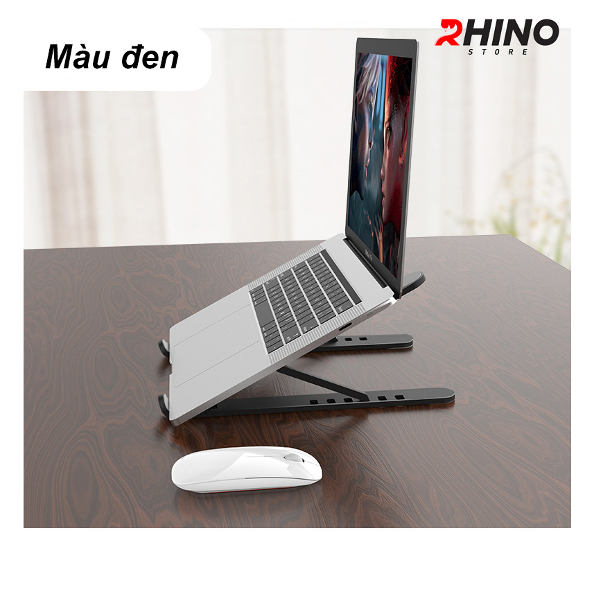 Giá đỡ Laptop, macbook, ipad tản nhiệt Rhino KL103, kệ đỡ máy tính nhựa ABS + nhôm cao cấp, gấp gọn