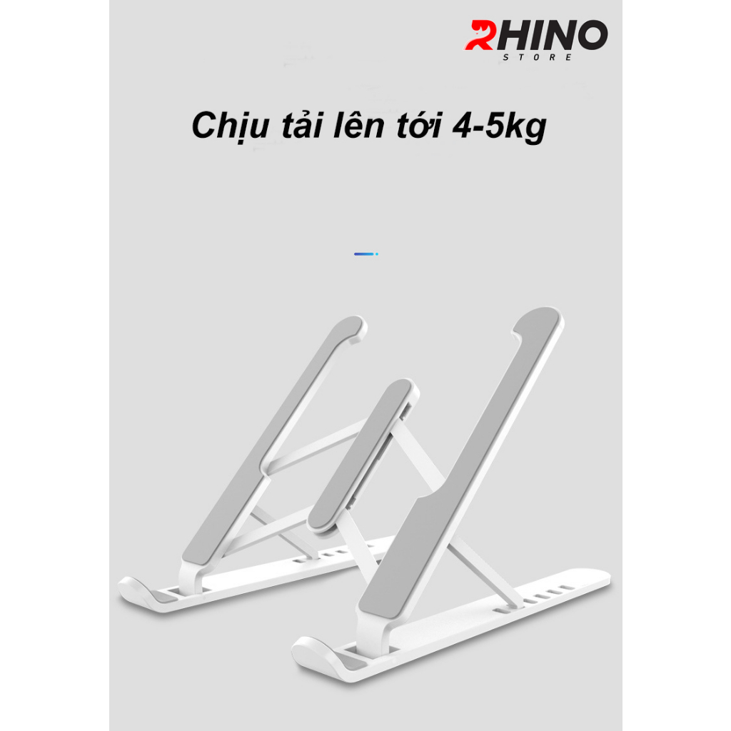 Giá đỡ Laptop, macbook, ipad tản nhiệt Rhino KL103, kệ đỡ máy tính nhựa ABS + nhôm cao cấp, gấp gọn