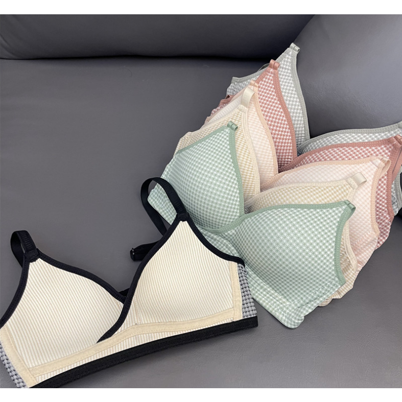Áo ngực bra nữ kẻ sọc nhiều màu, không gọng ôm ngực mút mềm mỏng, gợi cảm, co giãn Áo lót Missie AT02